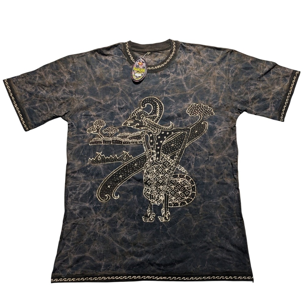 Batik MR Wayang Kulit Shadow Puppet Handcrafted Tee XXL Indonesia Tie Dye Brown